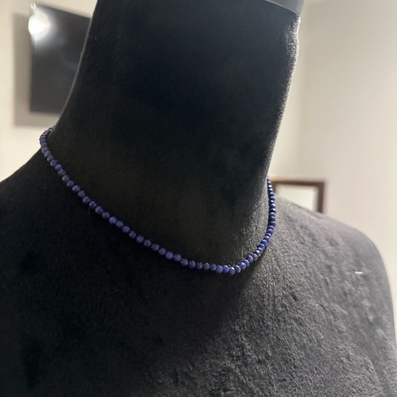 Dark blue beaded necklace - Picture 3 of 4